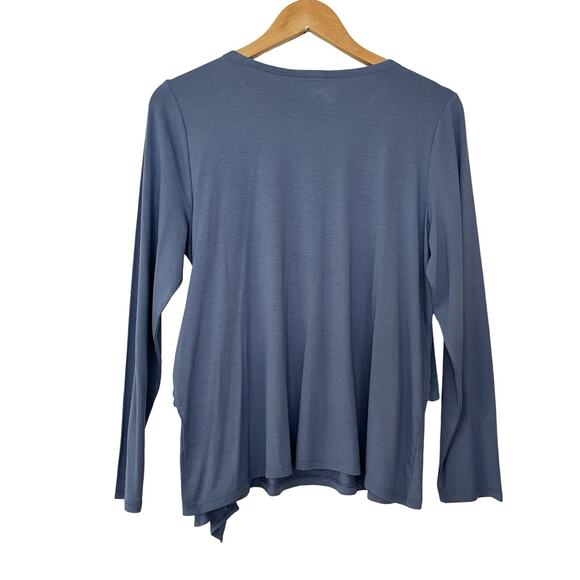 J‎ Jill Wearever Womens Wrap Side Tie Jersey Top Size MP Blue Stretch Travel NWT - Picture 2 of 7